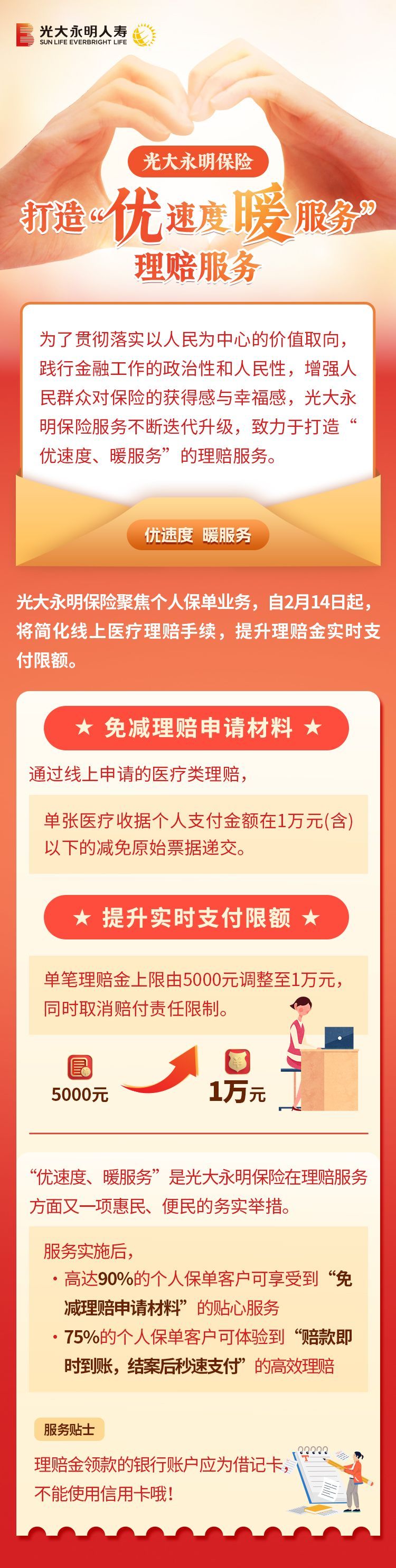 光大永明保險致力于打造“優(yōu)速度、暖服務”的理賠服務